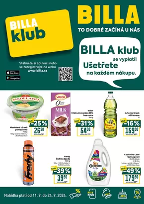 Billa katalog v Frýdlant nad Ostravicí | Leták BILLA klub | 2024-09-11 - 2024-09-24